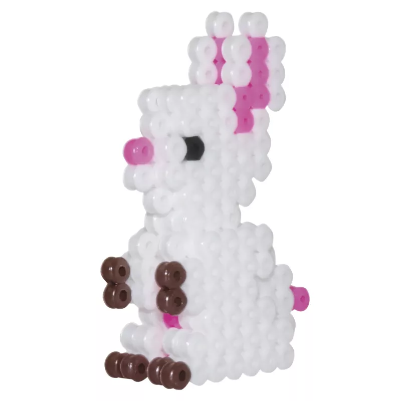 beaded figure, Hase, weiß, rosa Akzente, braune Nase