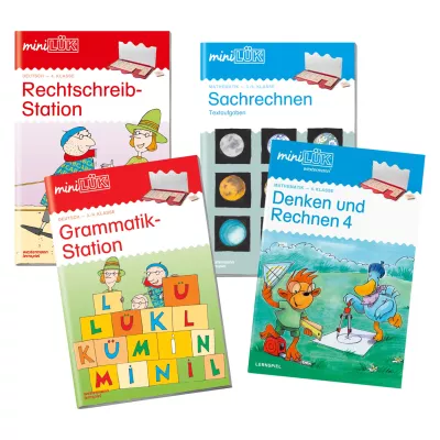 Rechtschreibstation, Grammatik-Station, Denken und Rechnen 4, Mathematik, Lernspiel