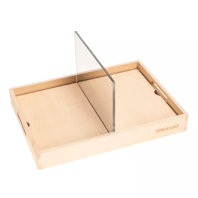 Holzbox, teilbare Schale, Holztablett, Tablett, Spiegelglas?