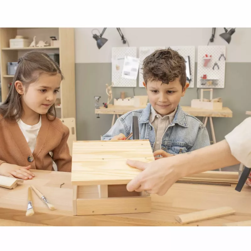 Holzbox, Holzwerkstatt, Kinderwerkbank, Holzbearbeitung, Werkzeugset