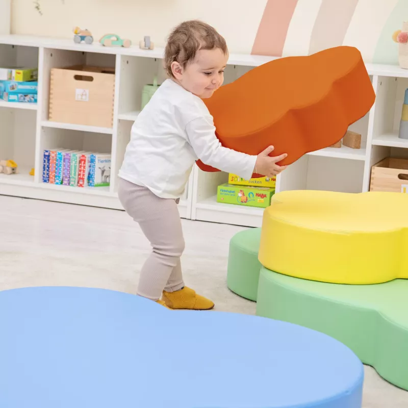 Kinderzimmer, Kissen, Große Puzzlescheibe, Spielzeugsteg, Rundpolster