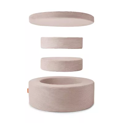 Hundebett, rundes Bett, weiche Stoff, beige, runde Kissen