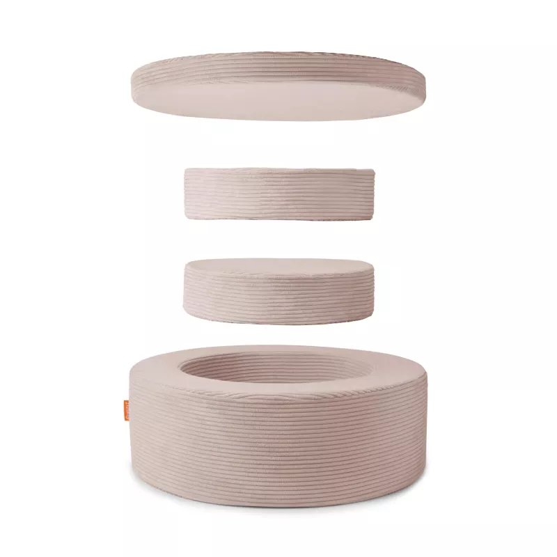 Hundebett, rundes Bett, weiche Stoff, beige, runde Kissen