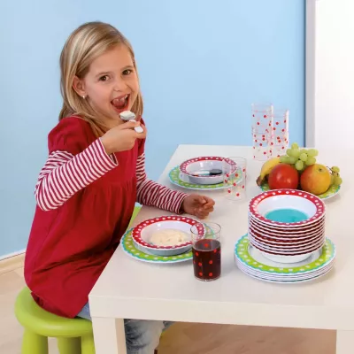 Kinder, Tafelgeschirr, Becher, Früchte, Gedeck