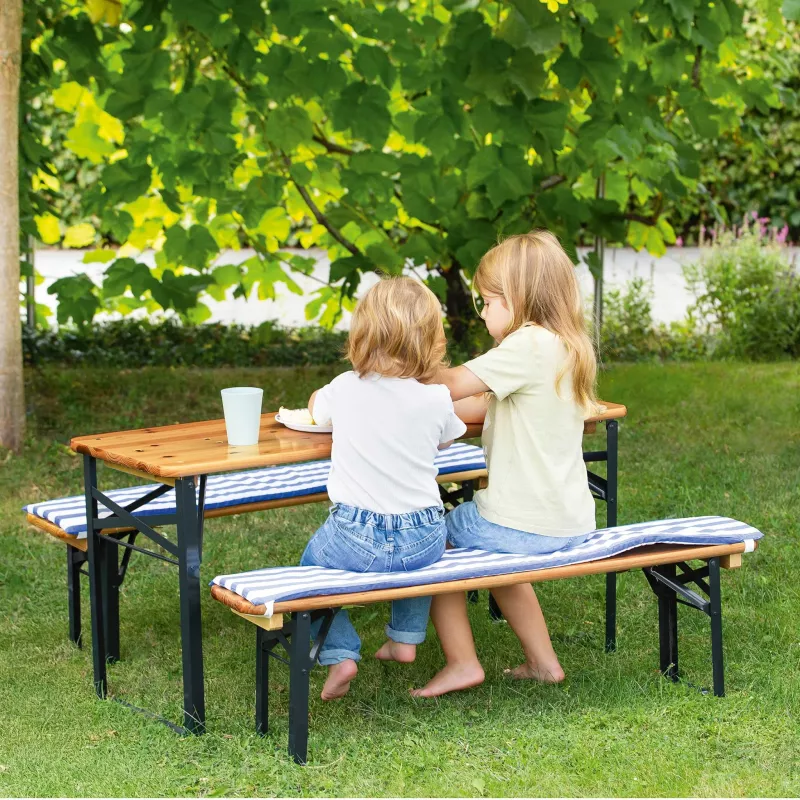 Picknicktisch, Außenmöbel, Holztisch, Bankenstuhl, Kinderstuhl