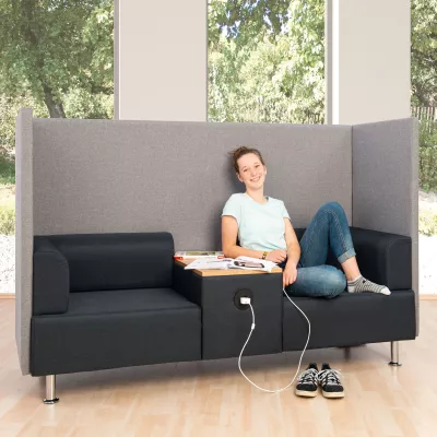 sofa, sectional, hoher Rücken, Grau, Tischbereich Zubehör
