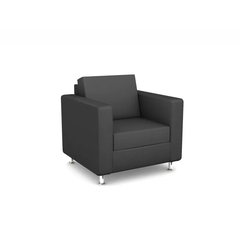Sessel, dunkelgrau, gepolstert, Metallbeine, Gepolstert