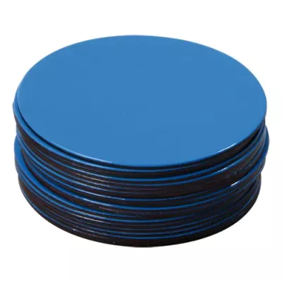 blauer Deckel, gestapelte Deckel, Kunststoffdeckel, runder Deckel, blauer Deckel