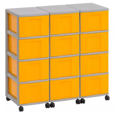 Aufbewahrungsschrank, Online-Aufbewahrung, orangefarbene Schubladen, mobiler Wagen, Kastenorganizer