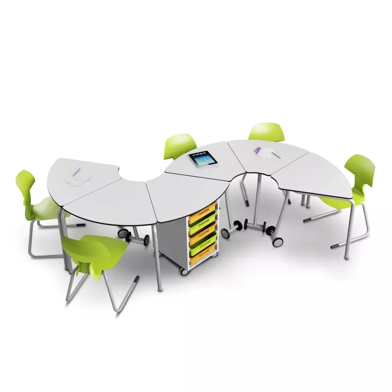 lehrertisch, modular, gruppe, regal, stapelwagen