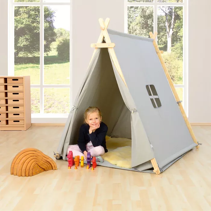 Spielzelt, Kinderzelt, Holzrahmen, Lernspielzeug, Kissenboden