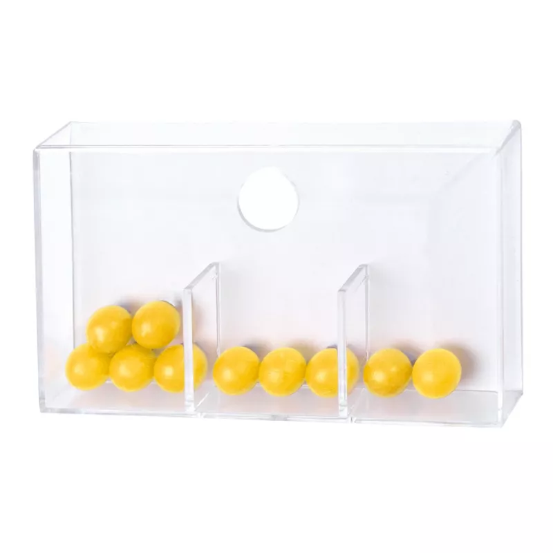 Pillendose, Aufbewahrungsbehälter, Transparente Box, Gelbe Kugeln, Trennwand-Box
