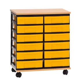 Materialschrank - 12 flache Boxen, 2-reihig