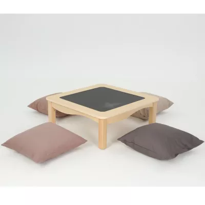 tisch, kinder tisch, tisch mit schieferplatte, pouf set, kissen set