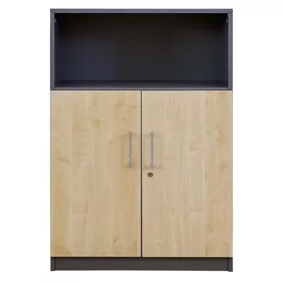 FLEXEO® Office – Drehtüren-Schrank mit 1 offenen Fach H: 115,3 cm