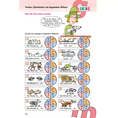 Deutsch, Arbeitsblatt, Tierwelt, Gedächtnis, Mitlaute