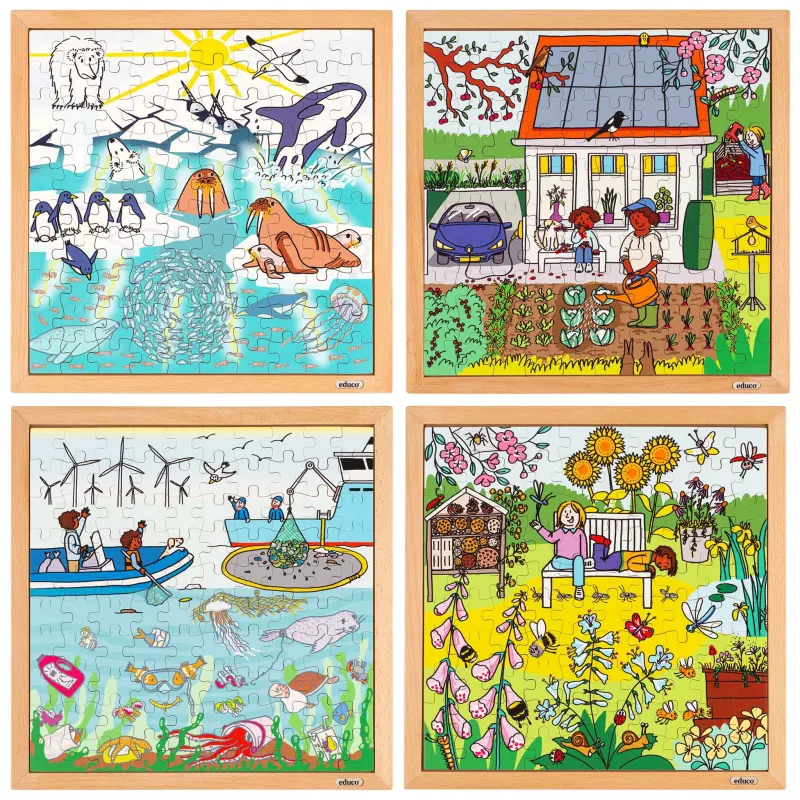 puzzle, kinder, meerestiere, gartenlandschaft, bild puzzle