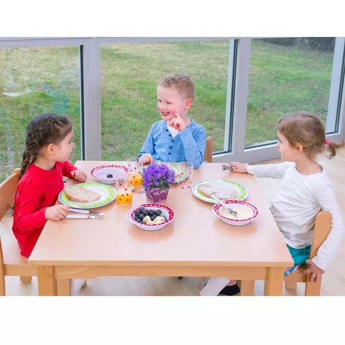 Kinder, Esstisch, Frühstück, Vase, Obst