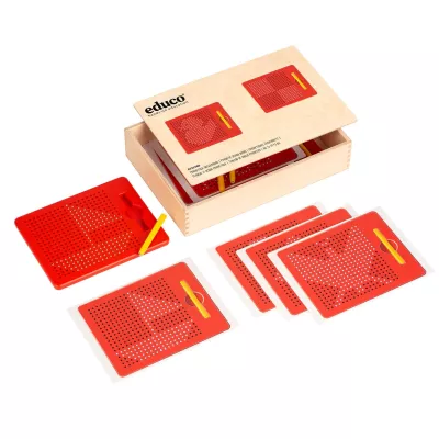 rot brett, perforiertes brett, bildungsspiel, holzbox, lernset