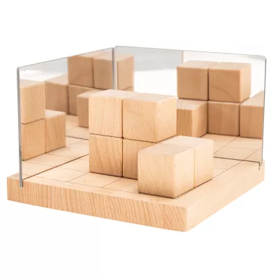 Holzklötze, Holzspielzeug, Holzwürfel, Holzbausteine, Spiegelplatte