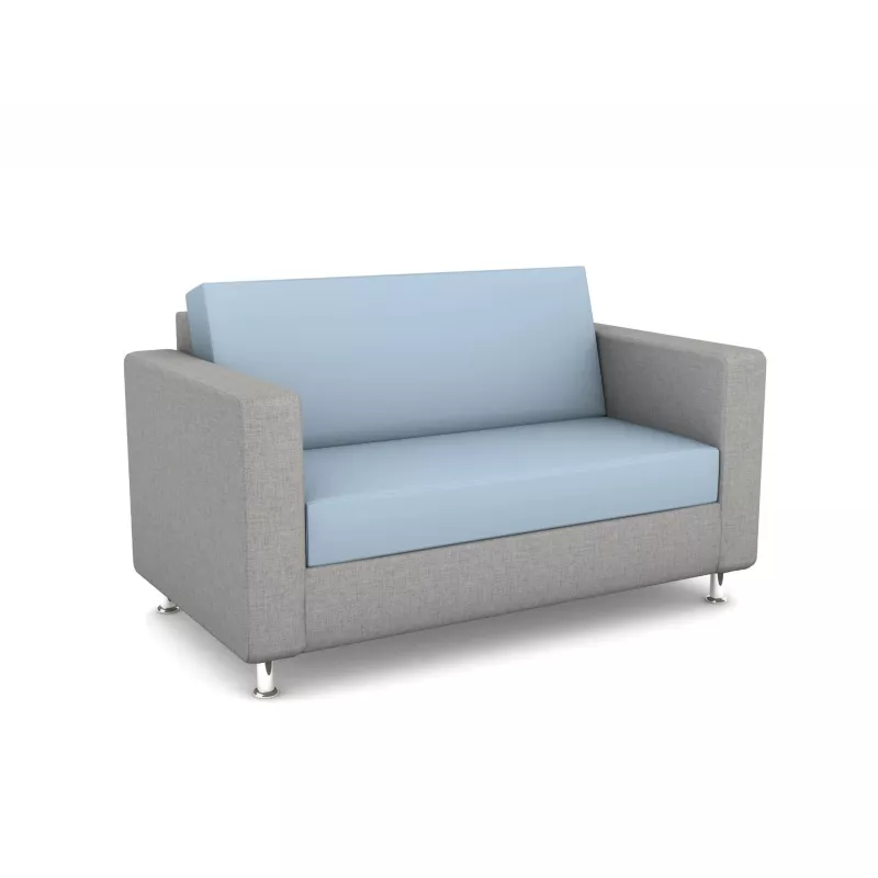 Sofa, Zweisitzer, Grau, Bezugstextil, HellblauesKissen