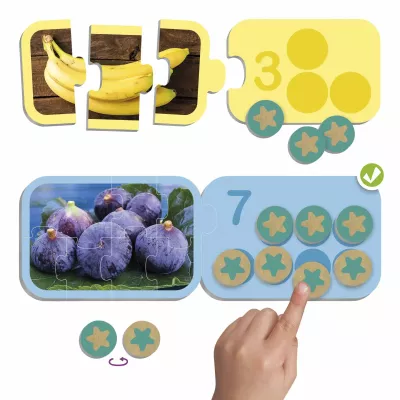 puzzle, obst, bananen, blaubeeren, zahlen puzzle