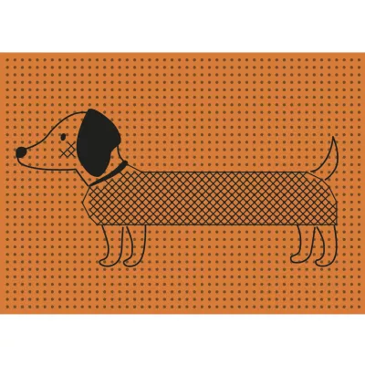 Hund, Dackel?, Illustration, Orangener Hintergrund, Netzoptik