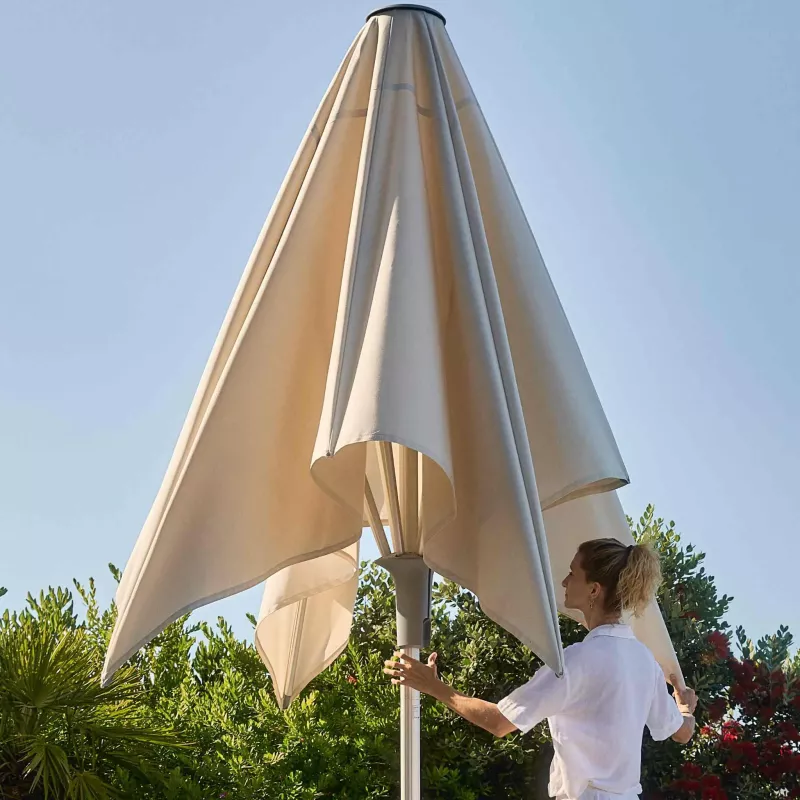 Sonnenschirm, Großschirm, Beige, Stoffschirm, Außenbereich