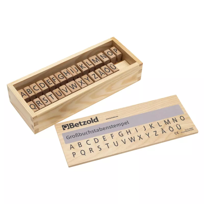 Holzstempel, Alphabet Stempel, Großbuchstaben, Bastelzubehör, Buchstabenbox