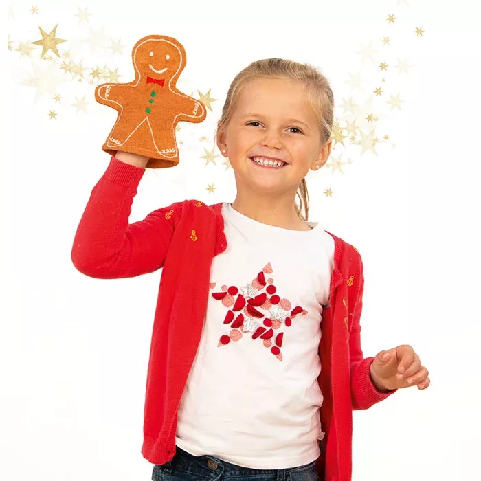 Weihnachtsdeko, Puppe/Glück, Lebkuchen, Aufnäher/Applikation, Sternen-Design