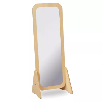 Spiegel, Holz, Stehspiegel, gerundeter Rahmen, Vollglas Spiegel