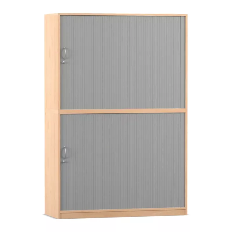Cuboider Schrank, Schrank mit zwei Türen, graue Paneele, Holzrahmen, Aufbewahrungsschrank