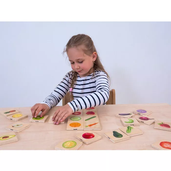 Kinder, Lernspiel, Holztafeln, Obst-Gemüse, Sortierspiel