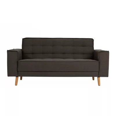 Sofa, Dunkelgrau, Stoff, Holzbeine, Gepolsterter Rücken