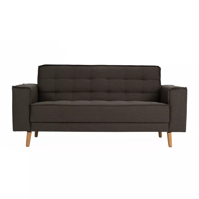 Sofa, Dunkelgrau, Stoff, Holzbeine, Gepolsterter Rücken