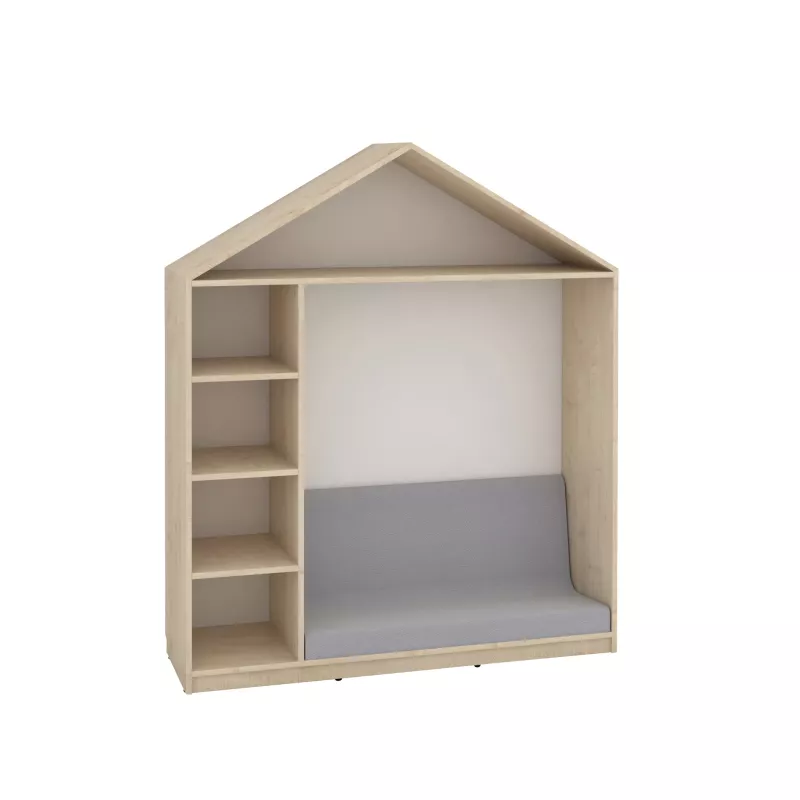 Kinderhausregal, Holzregal, Regalboden, Sitzbank, Kinderzimmer