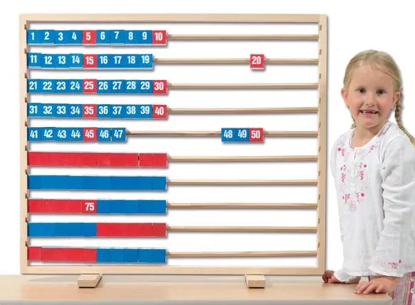 Rechenrahmen, Holzrahmen, Schwarz/Rot/Blau, Zahlentafel, Lernspielzeug