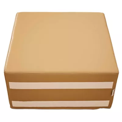 Sessel, Würfel, Kissenbezug, PU-Leder, Beige