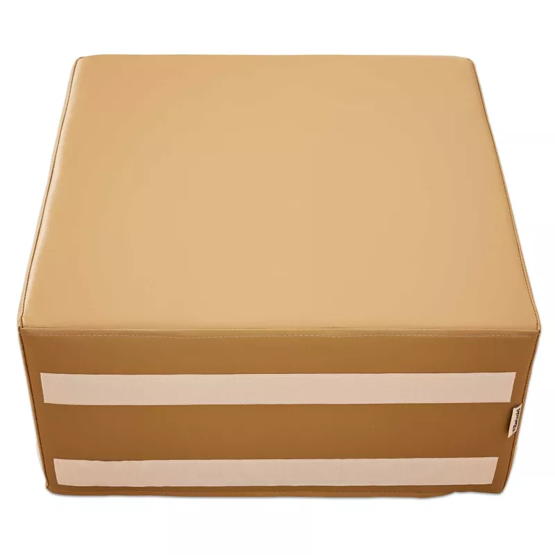 Sessel, Würfel, Kissenbezug, PU-Leder, Beige