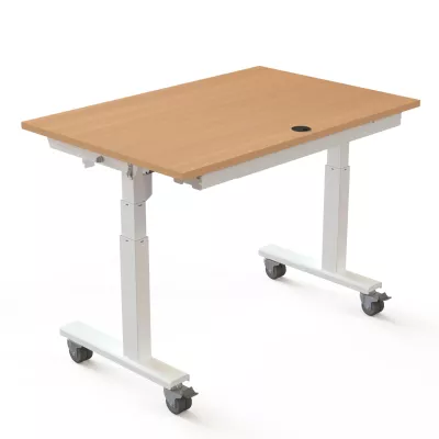 verstellbarer Tisch, mobiler Tisch, Holzoberschicht, rollenräder, Tisch mit Loch