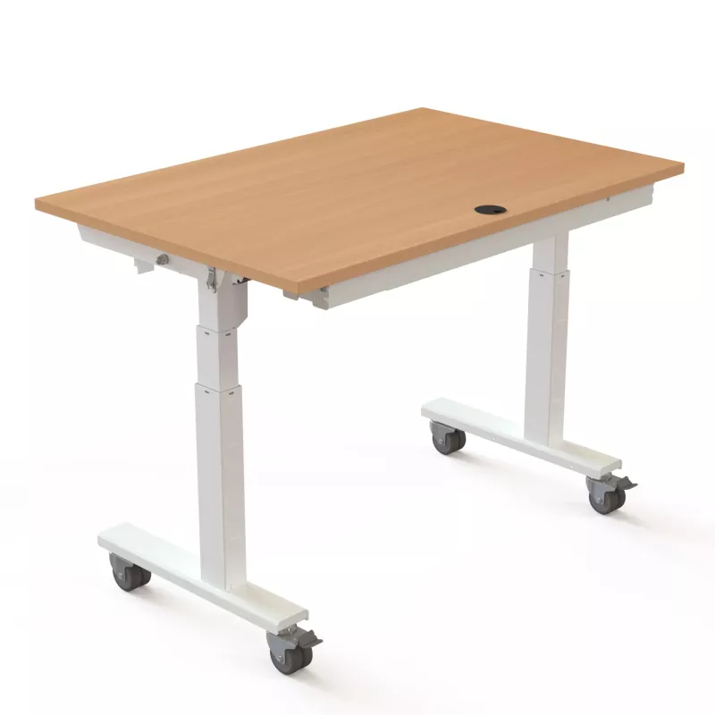 verstellbarer Tisch, mobiler Tisch, Holzoberschicht, rollenräder, Tisch mit Loch