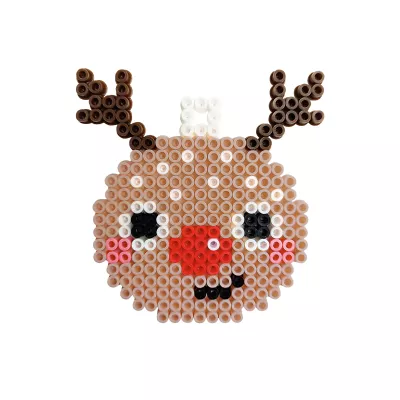 perler bead, reindeer, ornament, face, brown