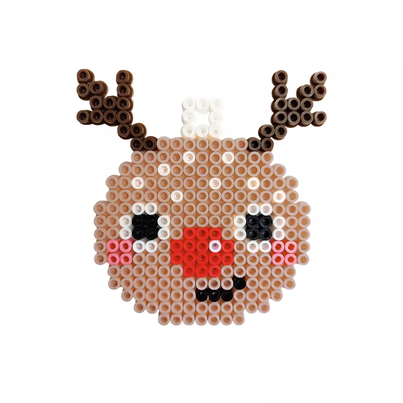 perler bead, reindeer, ornament, face, brown