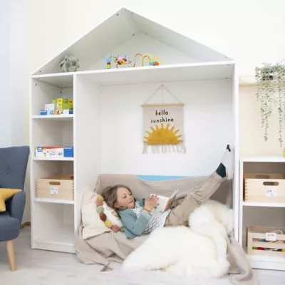 Kinderbett, Hausbett, Holz, Weiß, Spielzeug