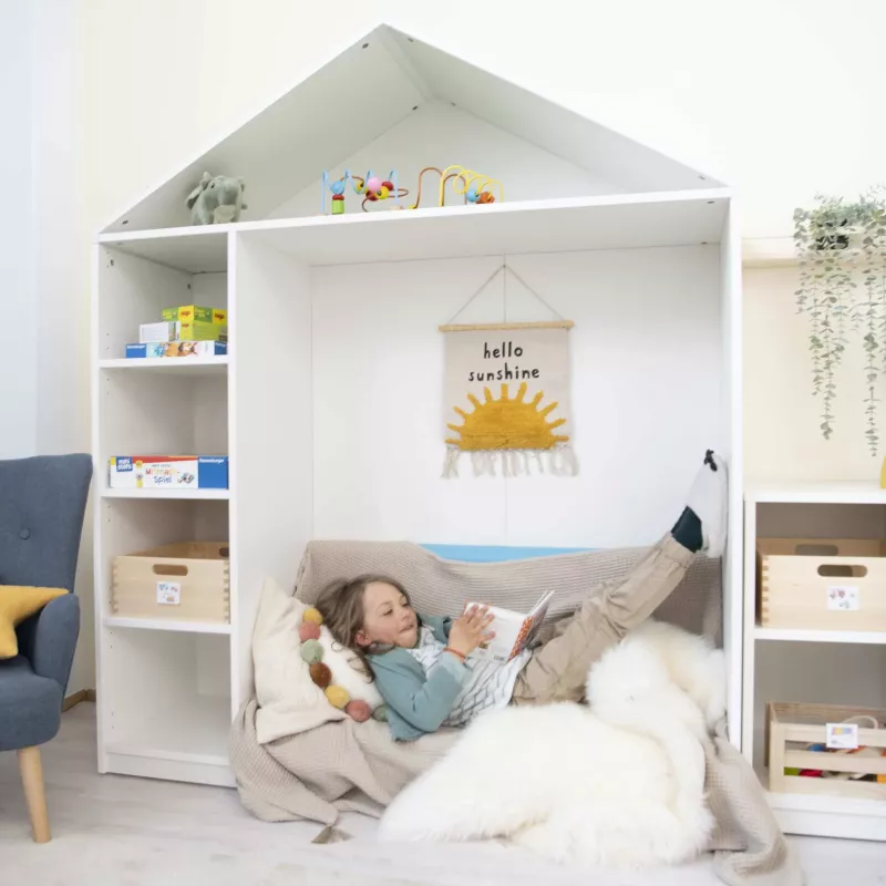 Kinderbett, Hausbett, Holz, Weiß, Spielzeug