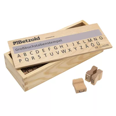 Holzstempel, Buchstabenstempel, Großbuchstaben, Schriftstempel, Spielzeugstempel