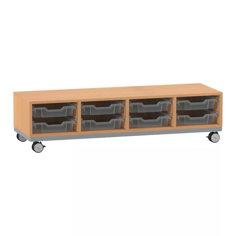 Lowboard, Wagenboden, Schubladen, Grau, Rollen