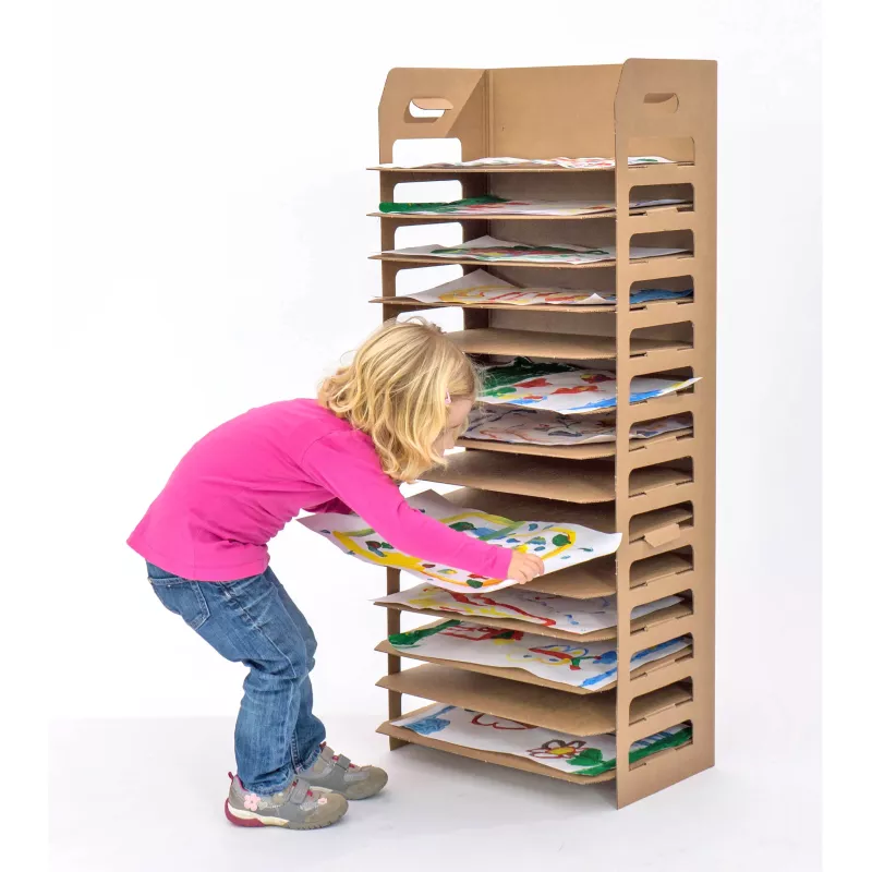 Kinder, Kunstwerkaufbewahrung, Papierständer, Papierbogen, Karton, Sortierständer