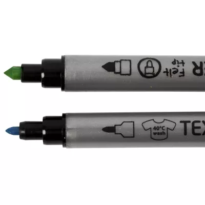 Marker, Dual-tip, Green cap, Blue tip, Waschbar