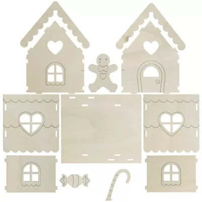 Holzhaus, Holzbausatz, Weihnachtsdeko, Herzfenster, Schnitzerei